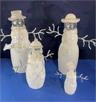Glass snowman family 12,11,9,6in.