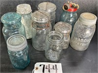 9 Vintage Glass Jars Weideman Pint Ball Eclipse