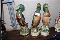 3 JIM BEAM 100 MONTH OLD DUCK DECANTERS