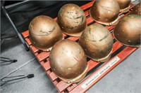 (4) Vintage Painted Gold Marching Band Helmets