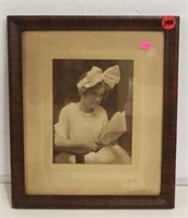 Vintage Framed Girl Reading Portrait