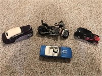 (3) Die-Cast Cars and Motorcycle