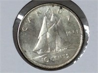 1961 10 Cents Can Au55