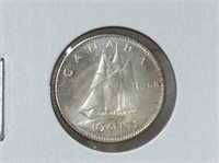 1968 10 Cents Can Ms-65 Silver .500