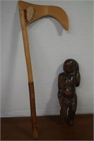 Carved Primitive Man & Primitive Weapon