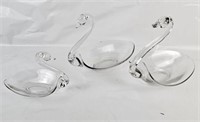 3 Clear Glass Swans