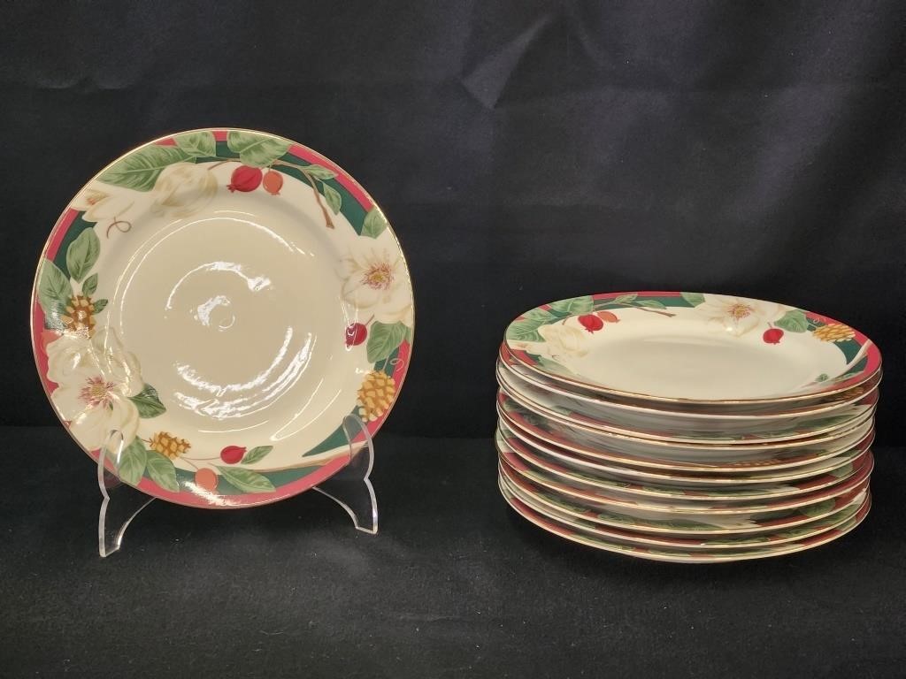 (12) TIENSHAN FINE CHINA "MAGNOLIA" DINNER PLATES