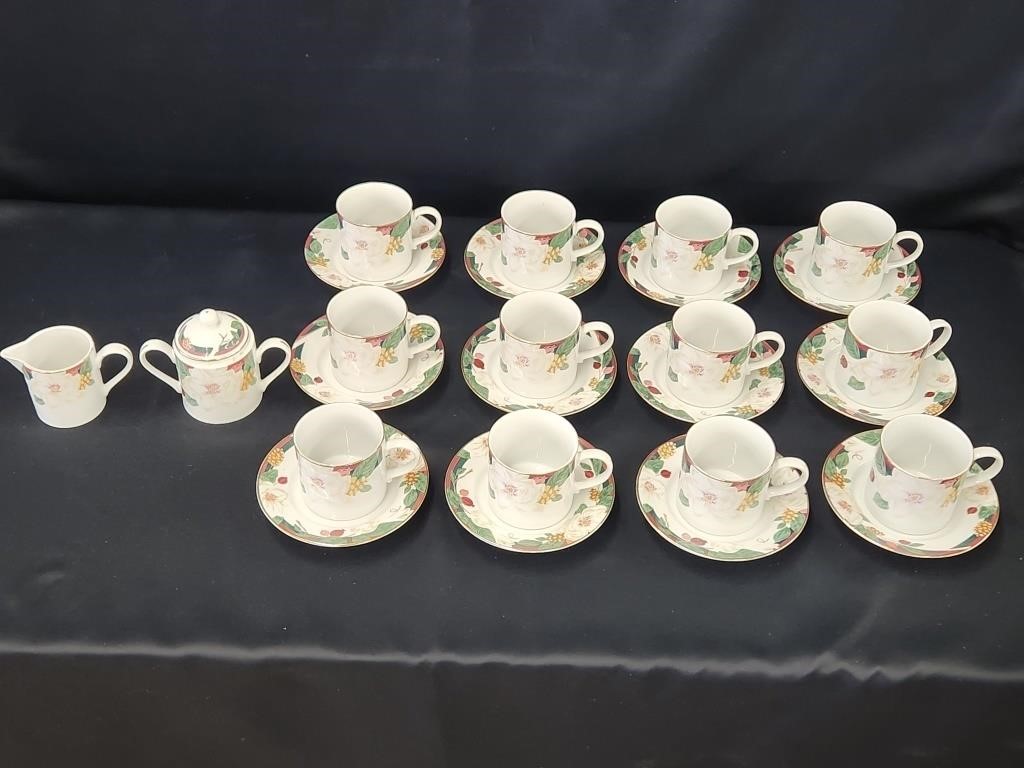 TIENSHAN FINE CHINA "MAGNOLIA" CREAMER, SUGAR ...