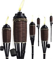 Bamboo Tiki Torches, 59in, 6pk, Burnt Sienna