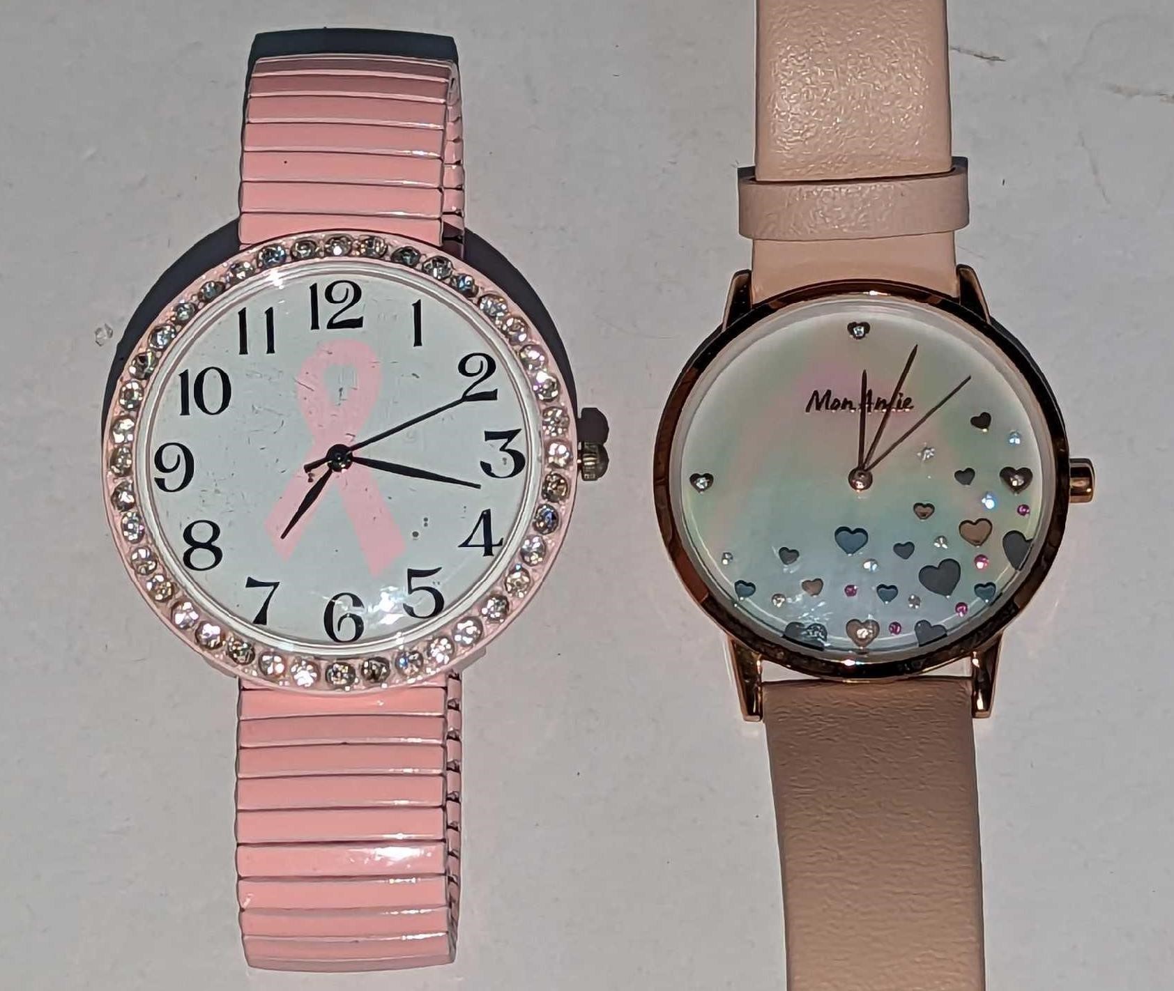 Ladies Breast Cancer Hearts Watches
