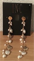 NWT INC GOLD TONE PEARL STONE LONG EARRINGS  $29