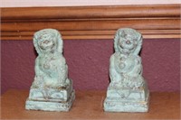 A Pair of Metal Painted Lions