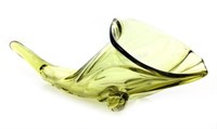 Vintage Duncan Yellow Glass Cornucopia