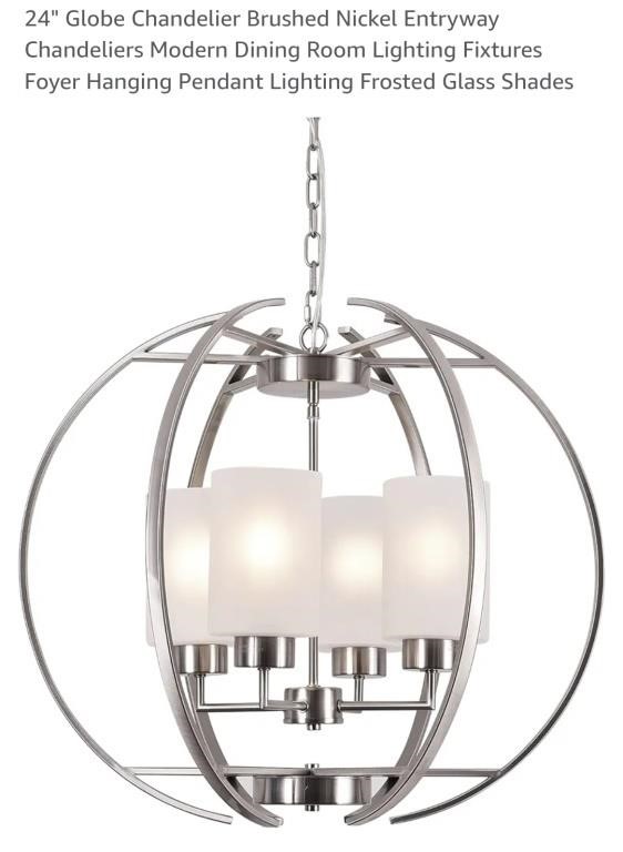 NEW 24" Globe Chandelier w/ Frosted Glass Shades,