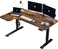 59' L Shaped Electric Desk  Black & Brown