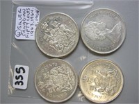 4  Silver Canadian Fifty Cents Coins