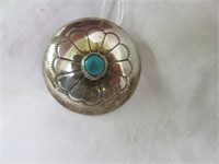 STERLING AND TURQUOISE BROOCH 1.5"
