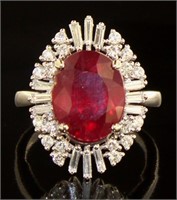 14kt Gold 7.99 ct Oval Ruby & Diamond Ring