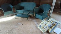 Green Wicker Couch, Armchair, Rocking Chair,