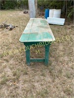 Primitive green paint harvest table
