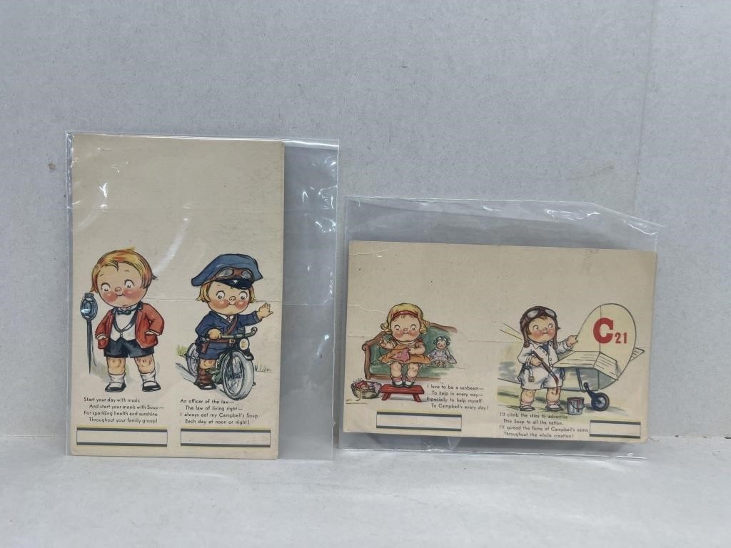 Campbell soup advertising place cards