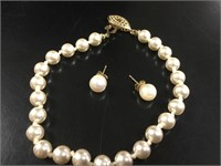 Pearl Studs & Bracelet
