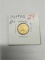 1929 Indian Head Two And A Half Dollar Gold Piece
