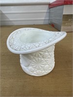 Vintage milk glass top hat