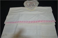 (3 PCS) 2 SINGLE EMBROIDERED PILLOW CASES &