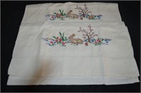 PAIR OF EMBROIDERED PILLOW CASES