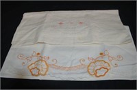 (2) SINGLE EMBROIDERED PILLOW CASES