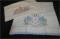 (2) SINGLE EMBROIDERED PILLOW CASES