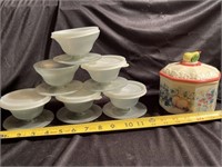 Tupperware ice cream/ pudding dishes and an Avon