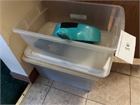 DUST PAN, BROOM AND STORAGE CONTAINERS