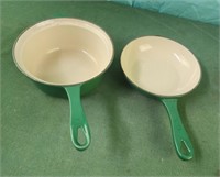 Le Creuset Enameled Cast Iron green pans  7”