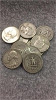 10 Silver Wshington Quarters- Various Dates