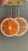 Orange slices earrings, translucent approx 2