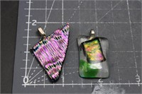 2 Dichroic Glass Pendants, Nice Colors