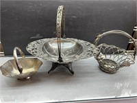 3 Silver Plated Baskets