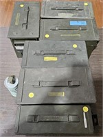 LOT OF 6 METAL AMMO BOXES