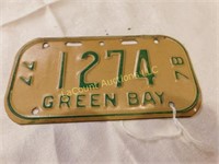 1978 Green Bay license plate, bicycle