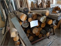 Stillage & Contents Approx 35 Lengths Pine Logs