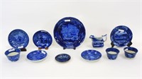(11) pieces of historic blue Staffordshire. Early