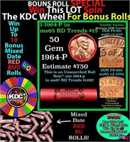 1-10 FREE BU RED Penny rolls with win of this 1964