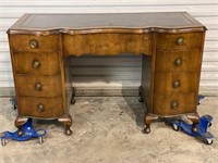 AO - WALNUT QUEEN ANNE WRITING DESK WITH LEATHER
