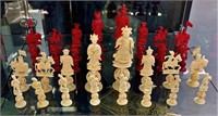 Antique Carved Chinese Ivory Chess Set