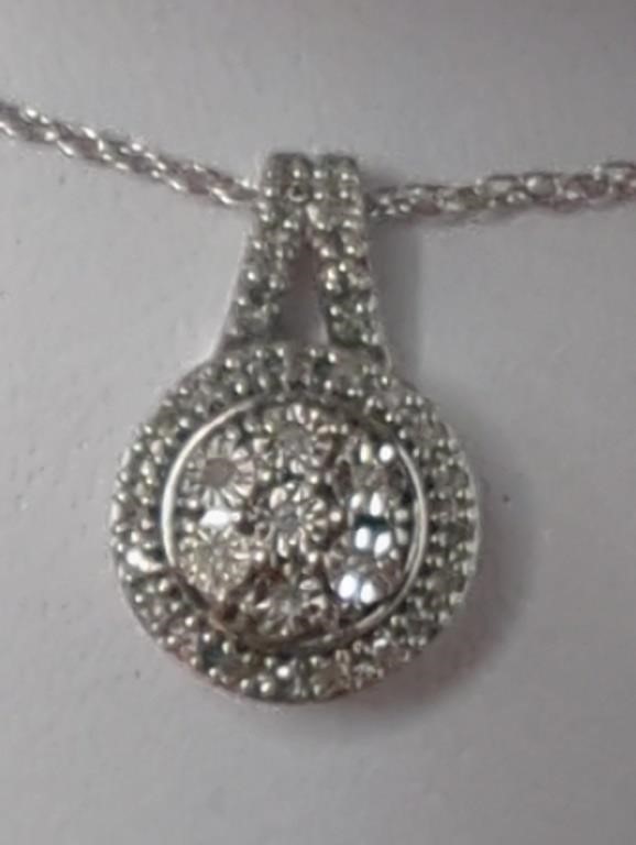 NIB Sterling Silver With 1/10 CT Diamond with 18"