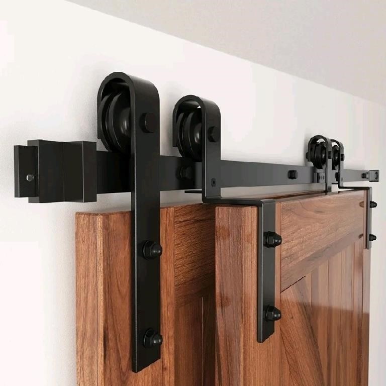 WINSOON Single Rail Bypass Barn Door Hardware Doub