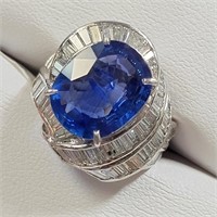 Certified  Naturalblue Sapphire(6.6ct) Diamond(2.3