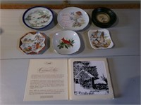 5 small collector plates and a Currier Ives